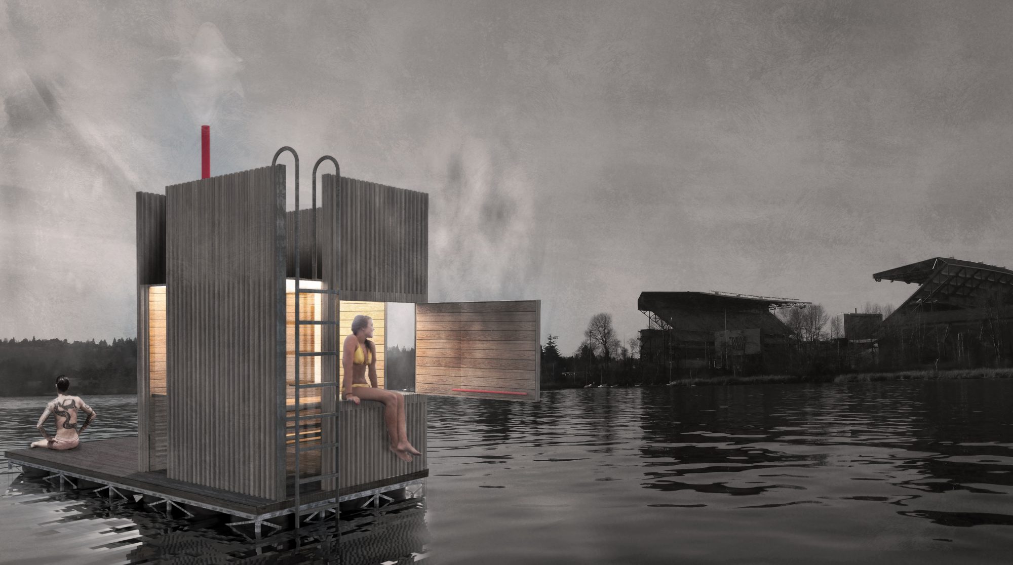 FLOATING SAUNA CONCEPT RENDERING