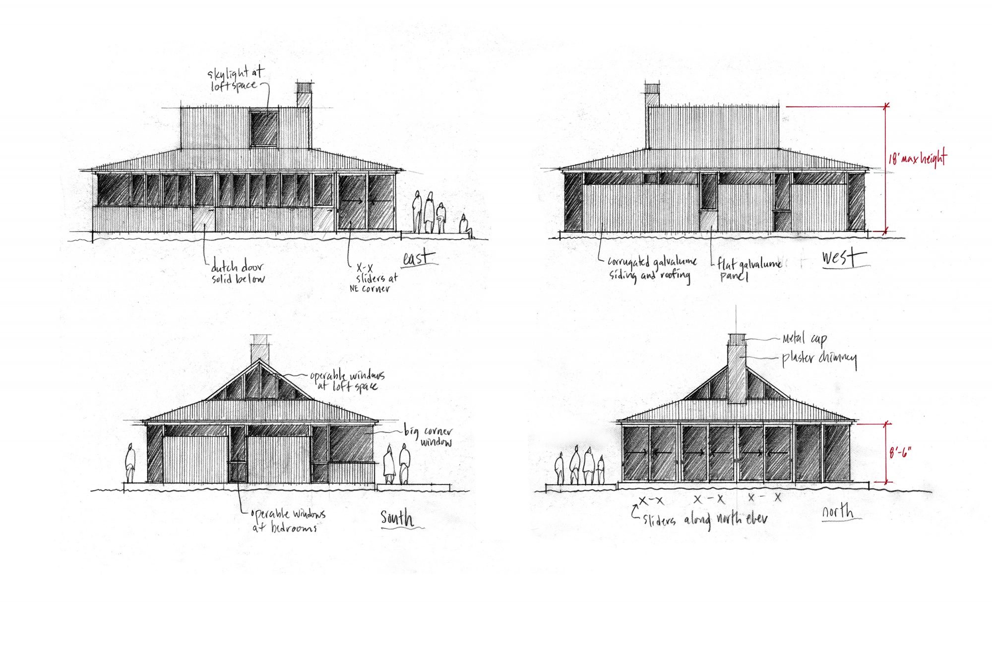 PORTAGE BAY HOUSEBOAT ELEVATION STETCHES