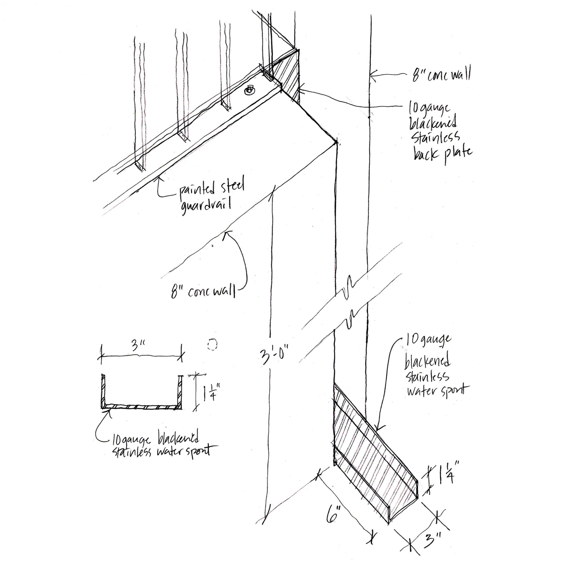 SOUND HOUSE POOL WATER SPOUT SKETCH